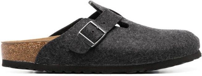 Birkenstock Boston buckled wool slippers Grey