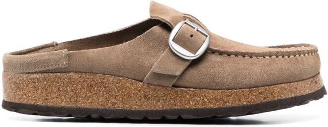 Birkenstock buckle-fastened suede mules Neutrals
