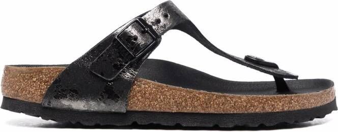 Birkenstock Gizeh cracked-effect flip flops Black