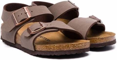 Birkenstock Kids buckle-fastening leather sandals Brown