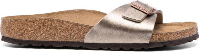 Birkenstock Madrid metallic-effect leather sandals Grey