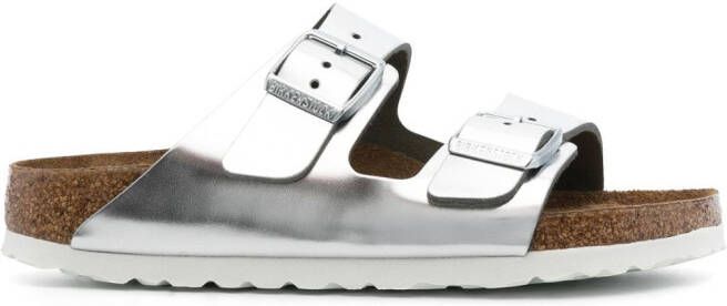 Birkenstock metallic buckled sliders