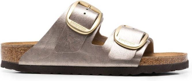 Birkenstock metallic-effect flat sandals Neutrals
