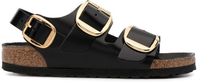 Birkenstock Milano leather flat sandals Black