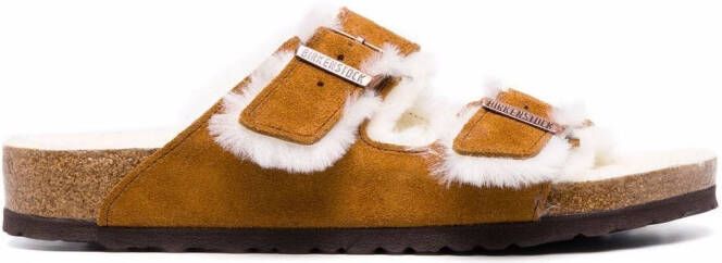 Birkenstock shearling-lined sandals Brown