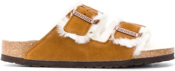 Birkenstock shearling sandals Brown