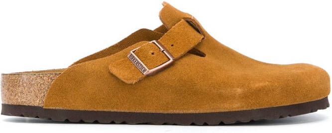 Birkenstock suede buckle slippers Brown