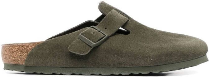 Birkenstock suede leather slip-on slippers Green