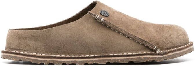 Birkenstock Zermatt logo-debossed suede slippers Brown