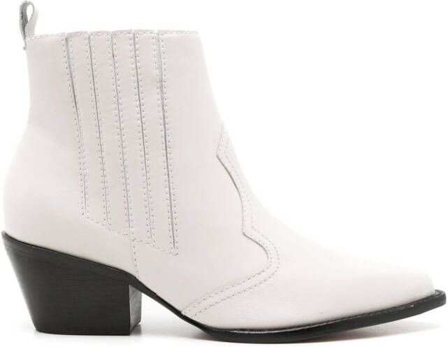 Blue Bird Shoes Country leather ankle boots White