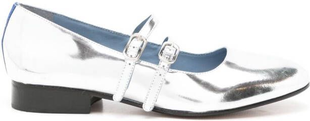Blue Bird Shoes metallic-finish side-buckle ballerina shoes Silver