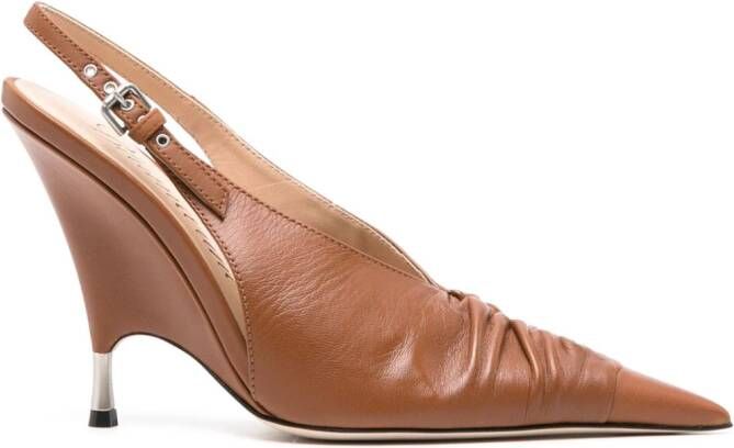 Blumarine 105mm ruched leather pumps Brown