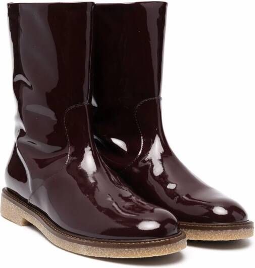 Bonpoint polished-finish boots Red