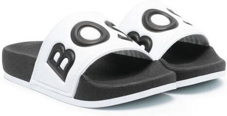 BOSS Kidswear colour-block slides White