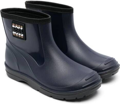 BOSS Kidswear logo-patch slip-on wellies Blue