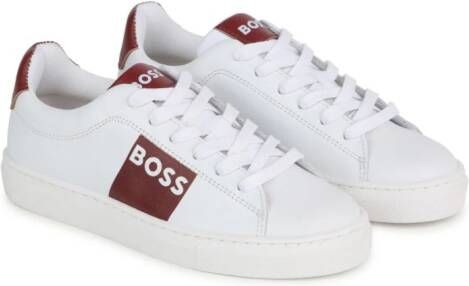BOSS Kidswear logo-print lace-up sneakers White