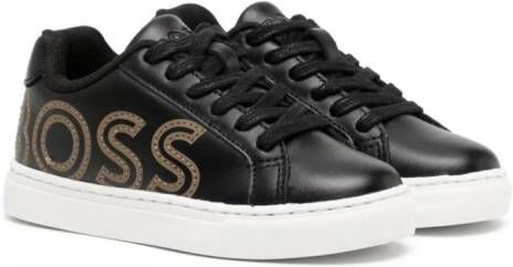 BOSS Kidswear logo-print leather sneakers Black