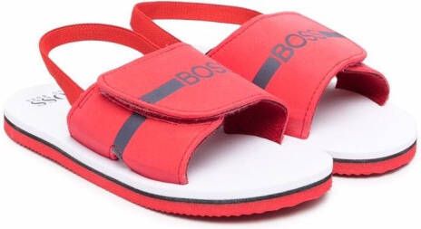 BOSS Kidswear logo-print touch-strap sandals Red