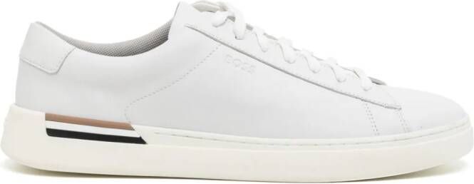 BOSS lace-up leather sneakers White