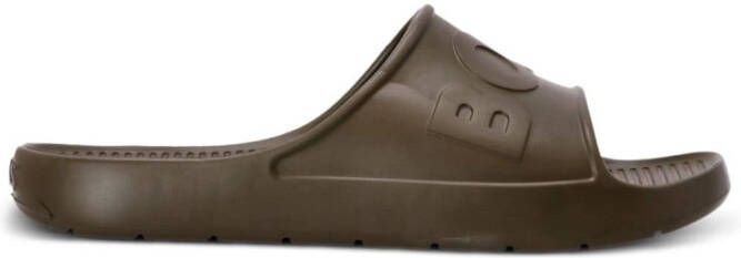 BOSS logo-em ed open-toe slides Brown