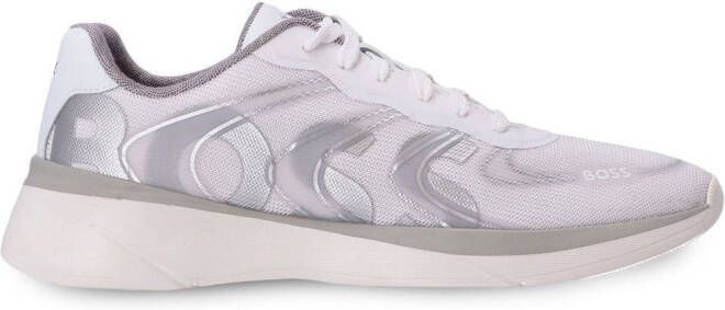 BOSS reflective-detail mesh low-top sneakers White