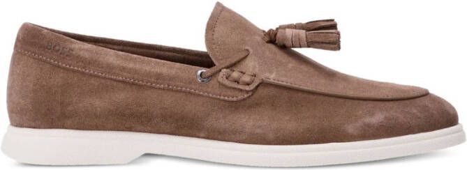 BOSS tassel-detail suede loafers Brown
