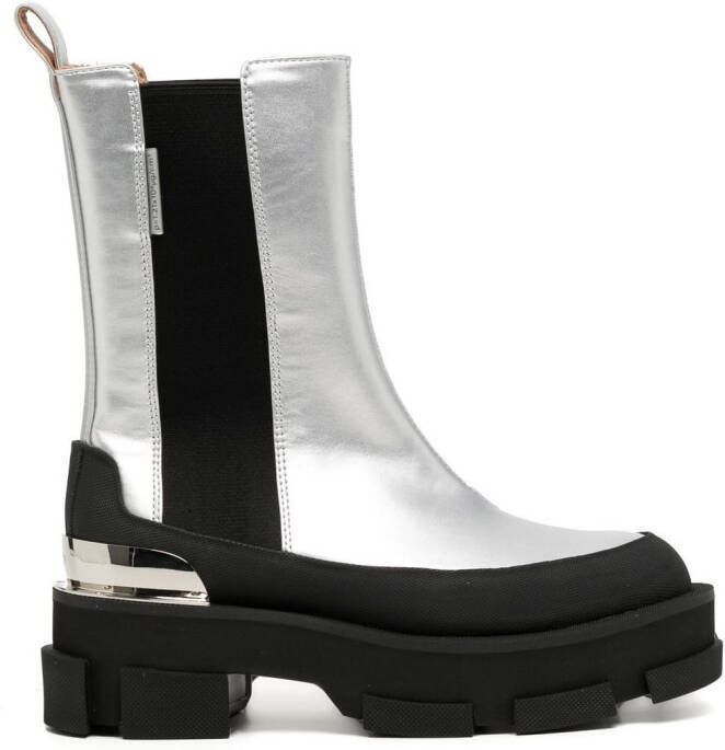 Both metallic leather ankle boots Silver