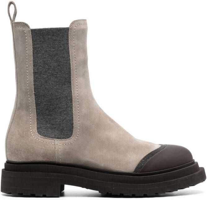 Brunello Cucinelli 50mm suede ankle boots Neutrals