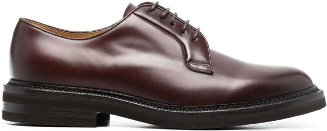 Brunello Cucinelli almond-toe leather oxford shoes Brown