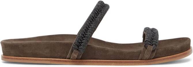 Brunello Cucinelli beaded suede sandals Brown