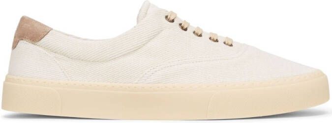 Brunello Cucinelli branded heel-counter cotton sneakers Neutrals