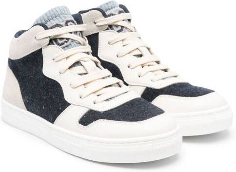 Brunello Cucinelli Kids colour-block high-top sneakers Neutrals
