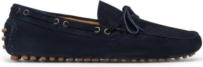 Brunello Cucinelli lace-detailed suede loafers Blue