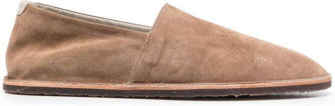 Brunello Cucinelli logo-stripe flat slippers Neutrals