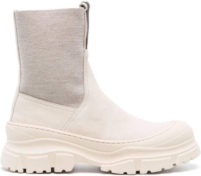 Brunello Cucinelli monili-bead panelled ankle boots Neutrals