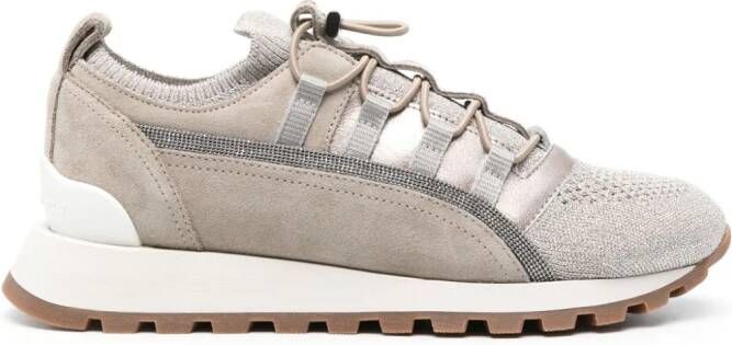 Brunello Cucinelli Monili-chain panelled sneakers Neutrals