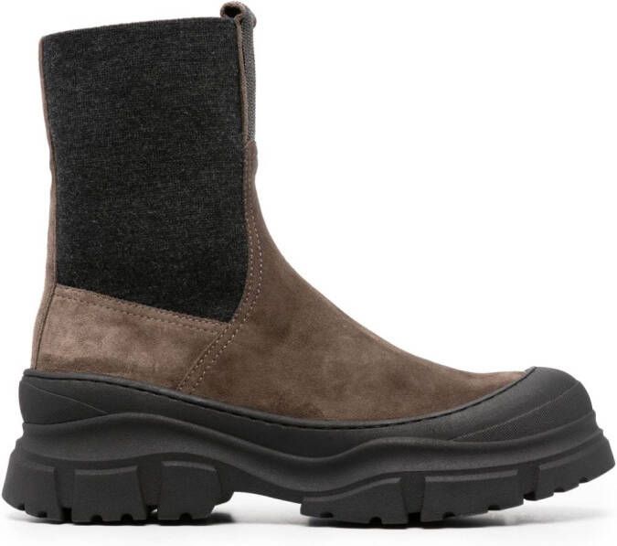 Brunello Cucinelli Monili-embellished ankle boots Brown