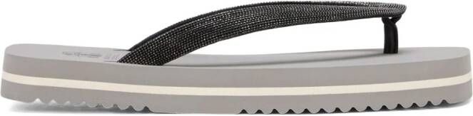 Brunello Cucinelli Monili-embellished flip flops Black