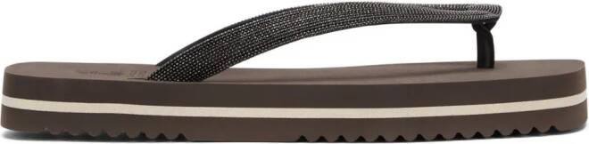 Brunello Cucinelli Monili-embellished flip flops Brown
