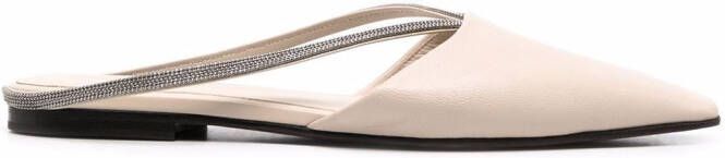 Brunello Cucinelli monili-embellished leather mules Neutrals