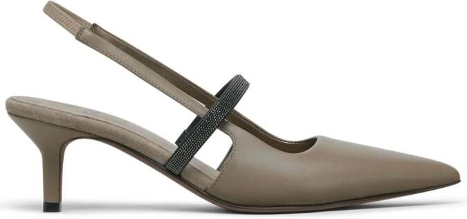 Brunello Cucinelli Monili-strap slingback pumps Brown
