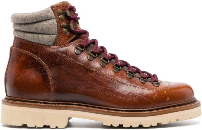 Brunello Cucinelli padded ankle lace-up boots Brown