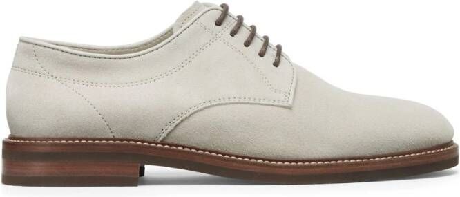 Brunello Cucinelli panelled suede derby shoes Neutrals