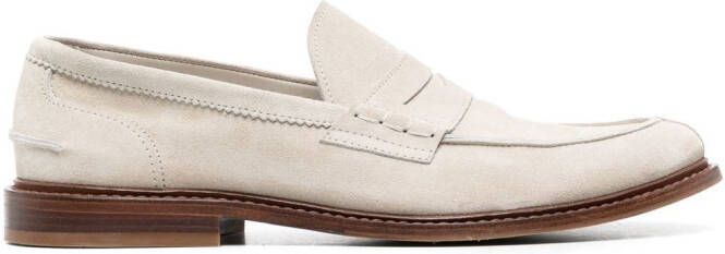 Brunello Cucinelli penny-slot suede loafers Neutrals