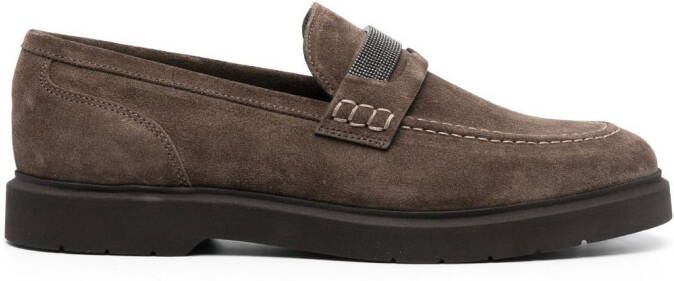 Brunello Cucinelli suede penny loafers Grey