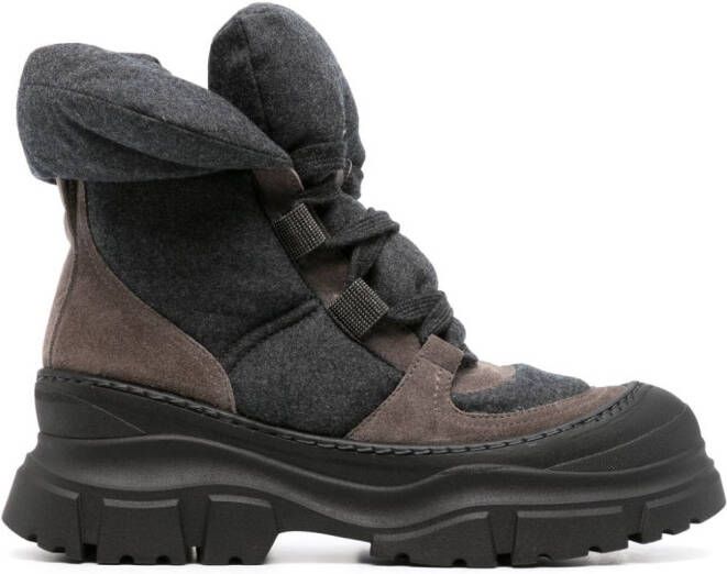 Brunello Cucinelli two-tone panelled ankle boots Brown