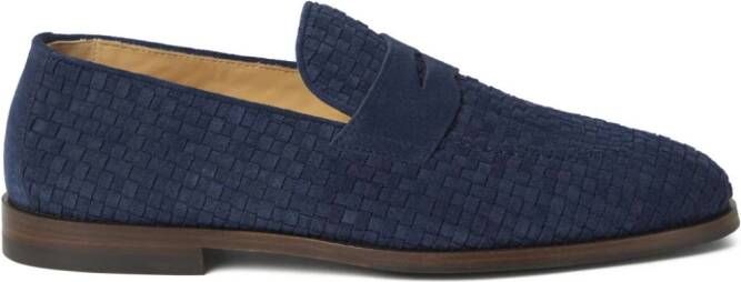 Brunello Cucinelli woven suede loafers Blue