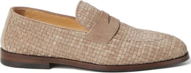 Brunello Cucinelli woven suede loafers Neutrals