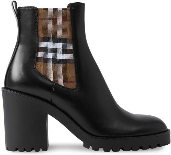 Burberry checkered panel Chelsea boots Black