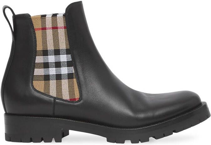 Burberry Chelsea check-panel boots Black